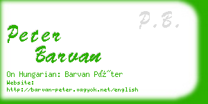 peter barvan business card